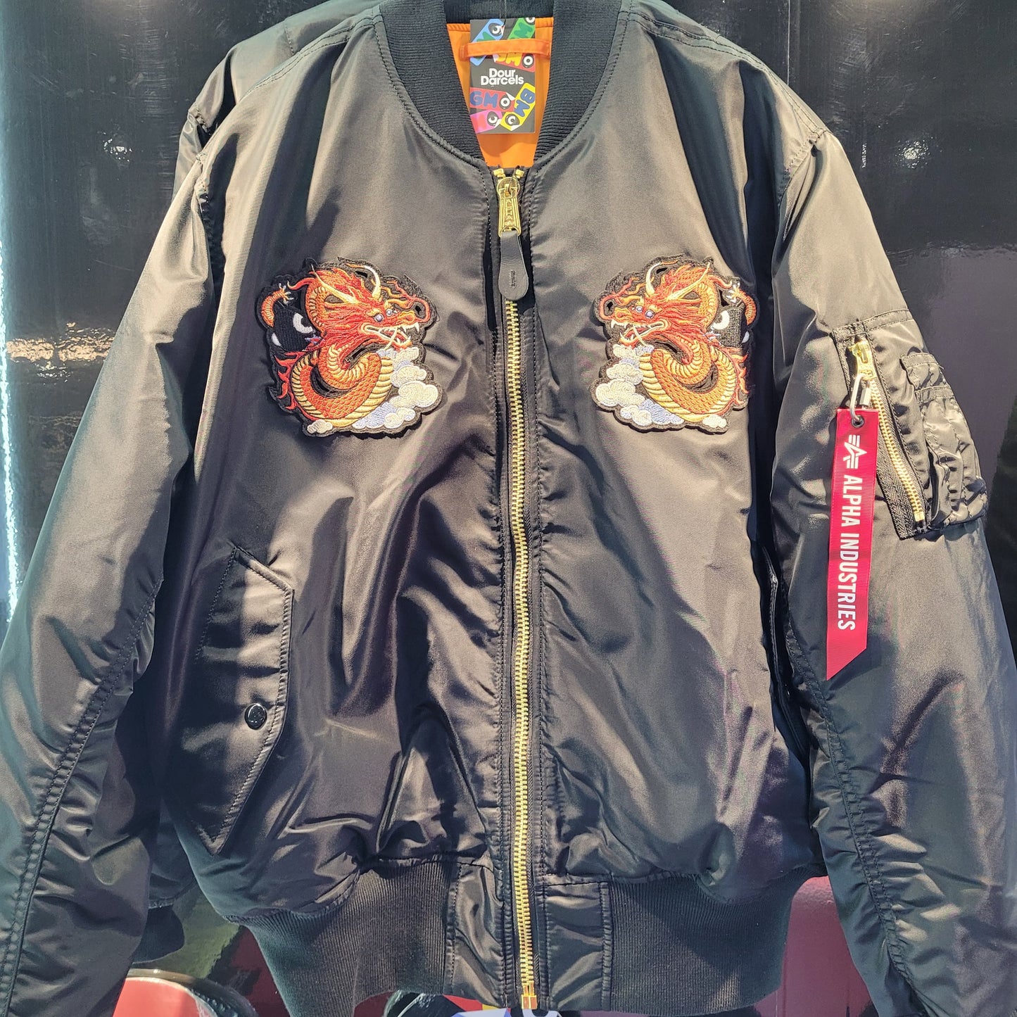 Dour Darcels by Alpha Industries MA-1 Bomber Jacket - Black